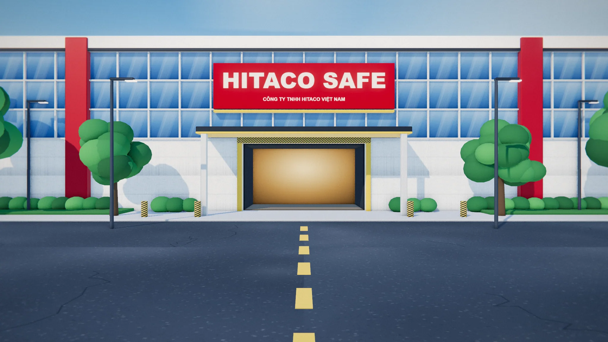 Mặt tiền trụ sở nhà máy HITACO SAFE (hình dựng 3D minh họa)